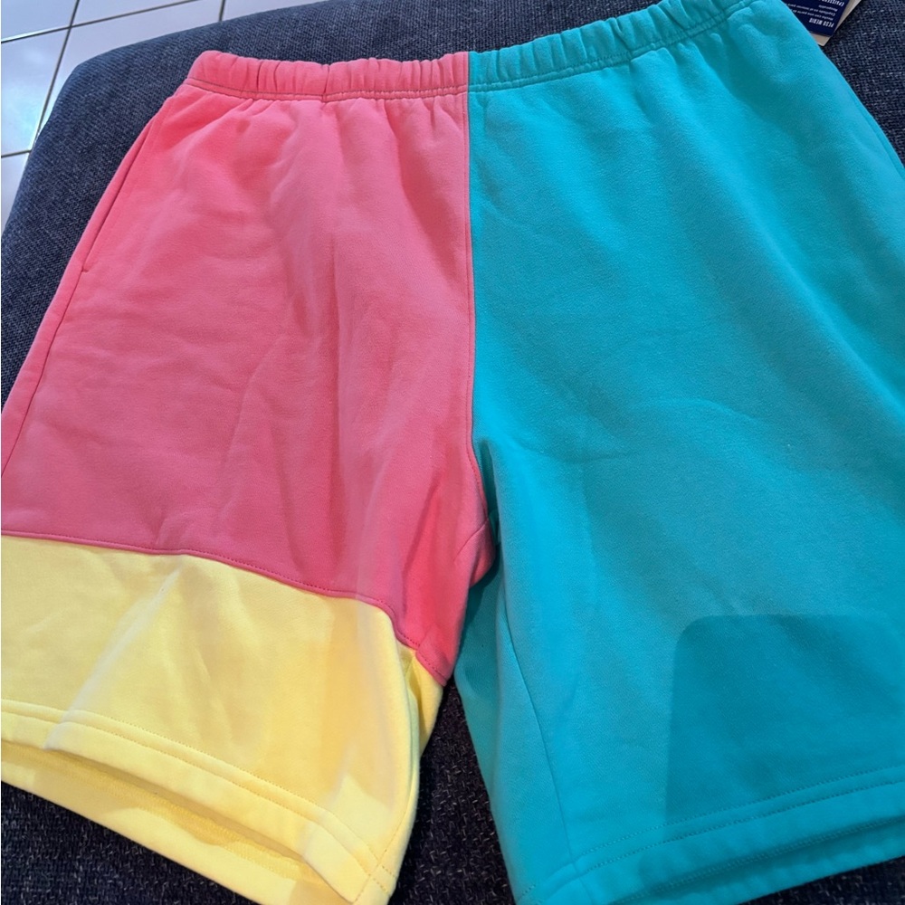 Champion Colorblock Men's Shorts - Pink, Teal, and Yellow